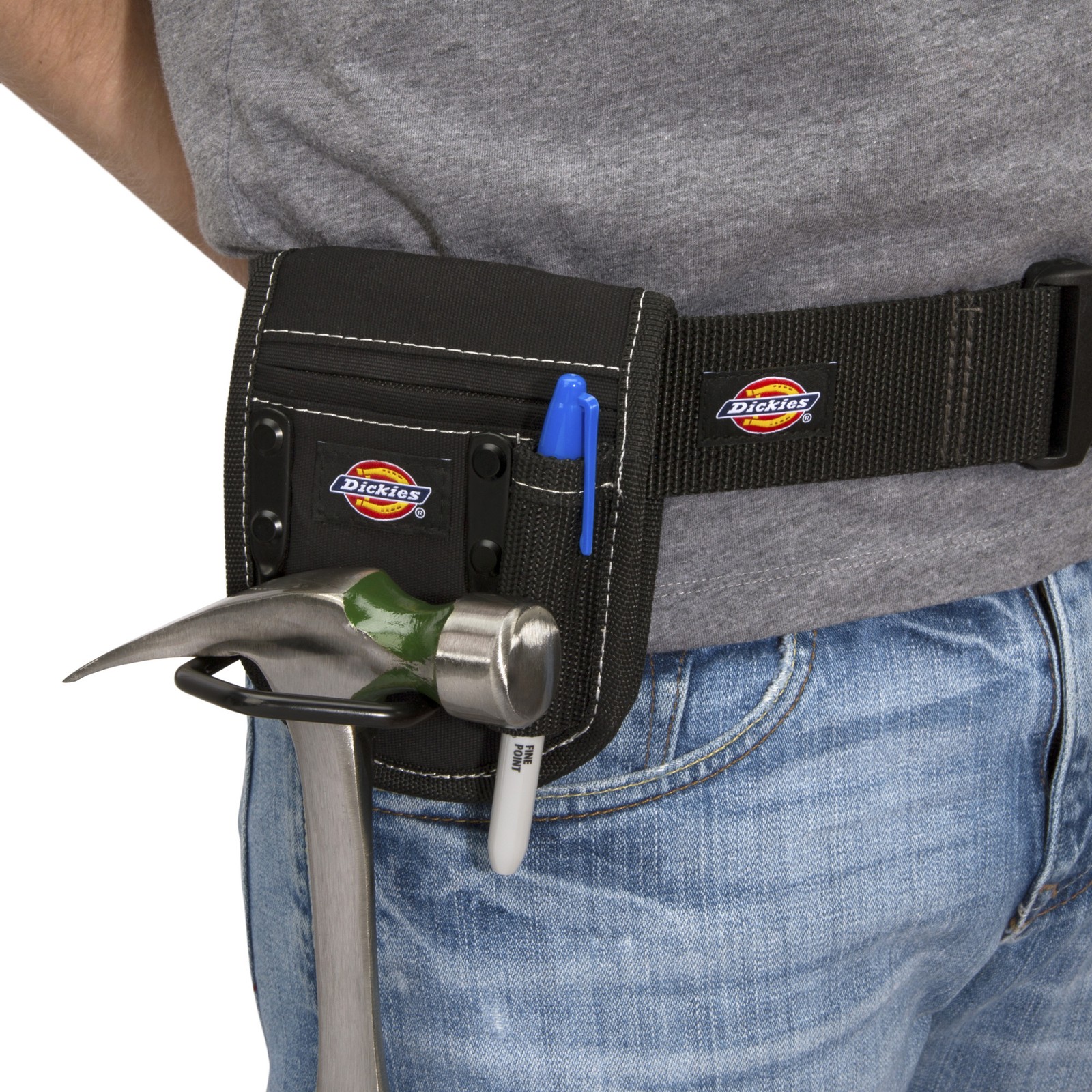 Dickies 2 in. Wide Black Webbing Tool Belt for Utility and Work Pouches 57013