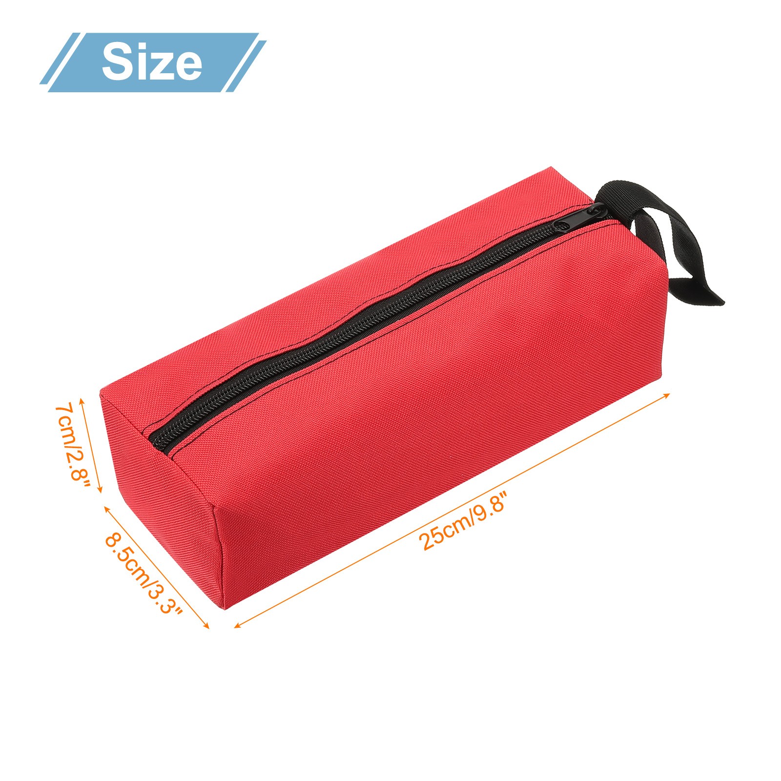 2pcs Zipper Utility Tool Bag 9.8×3.3×2.8 Inch Multi-purpose Tote Bag Red