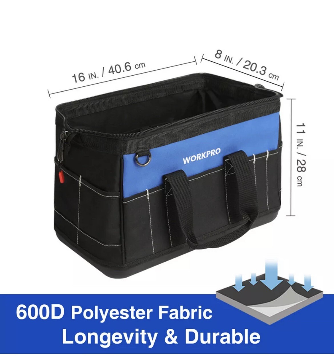 Tool Bag Heavy Duty, Top Wide Mouth Tool Storage Tote, 16” zipper..NEW