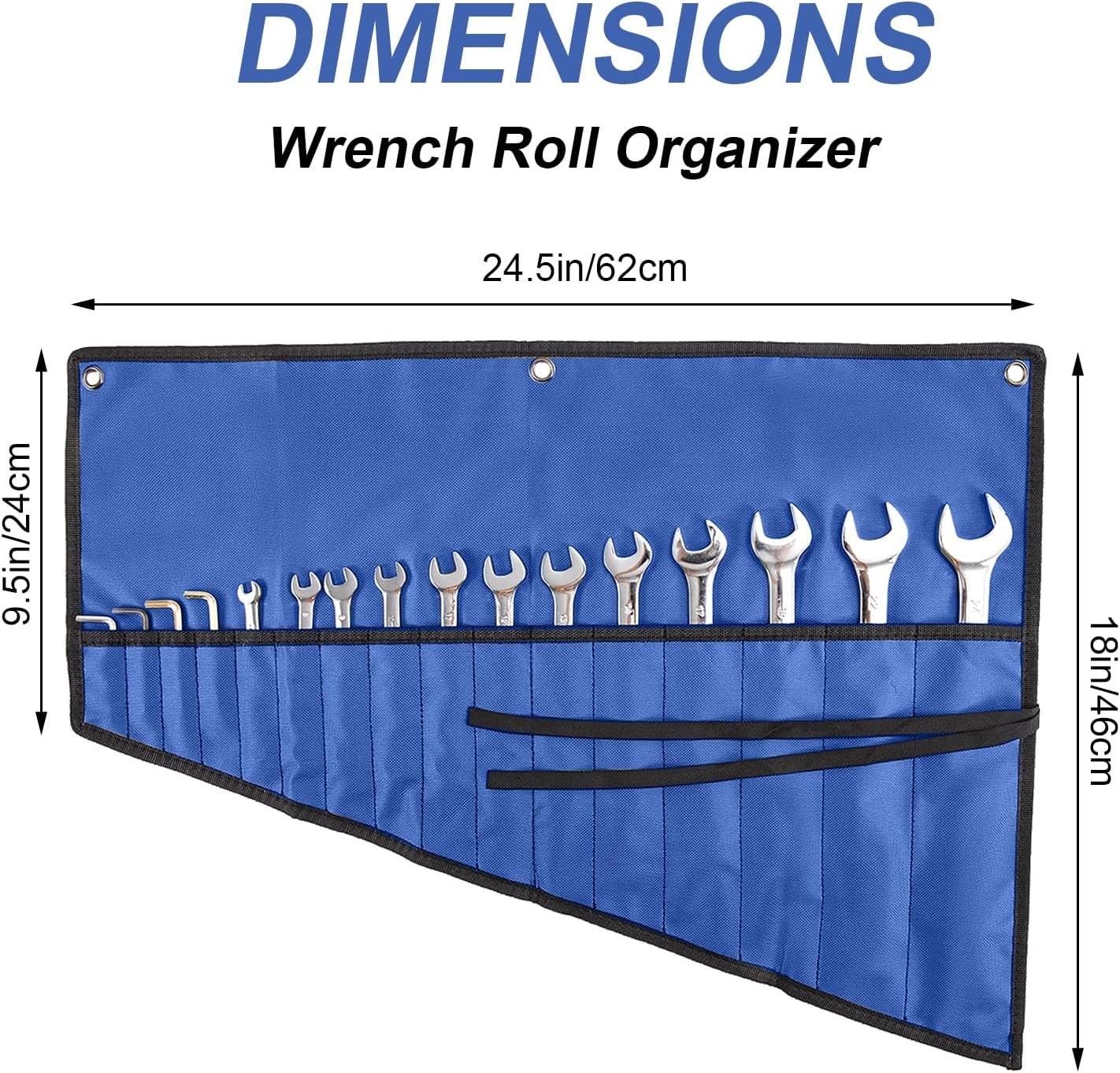16 Pockets Wrench Roll Organizer Wrench Pouch Roll up with Water Proof Oxford Cl