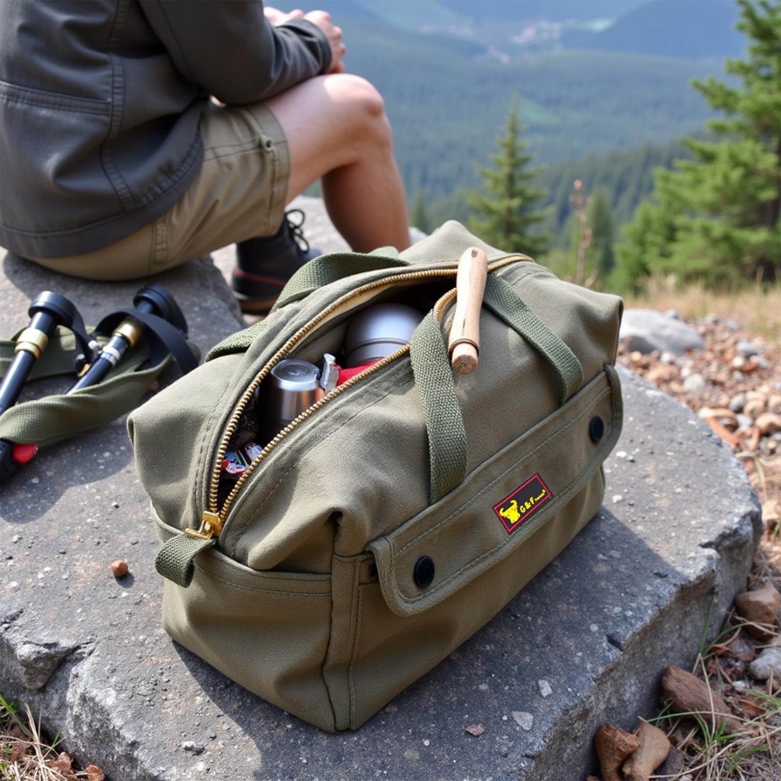 Waxed Canvas Military Duffle Bag, Water-Resistant, Adjustable Strap, Heavy-Duty