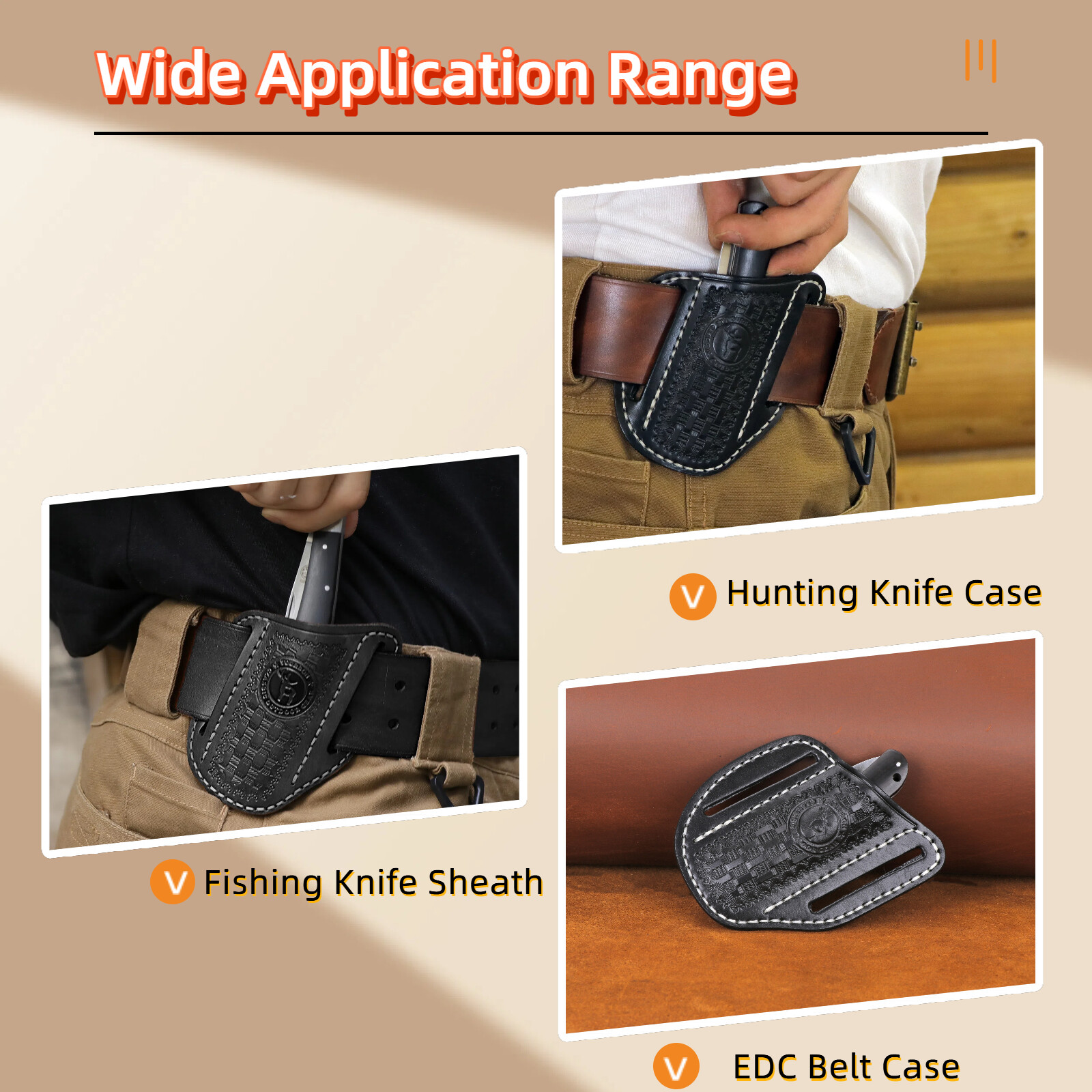 Hunting Leather Folding Knife Sheath Belt Carry Pouch Tool Pocket Knives Holster