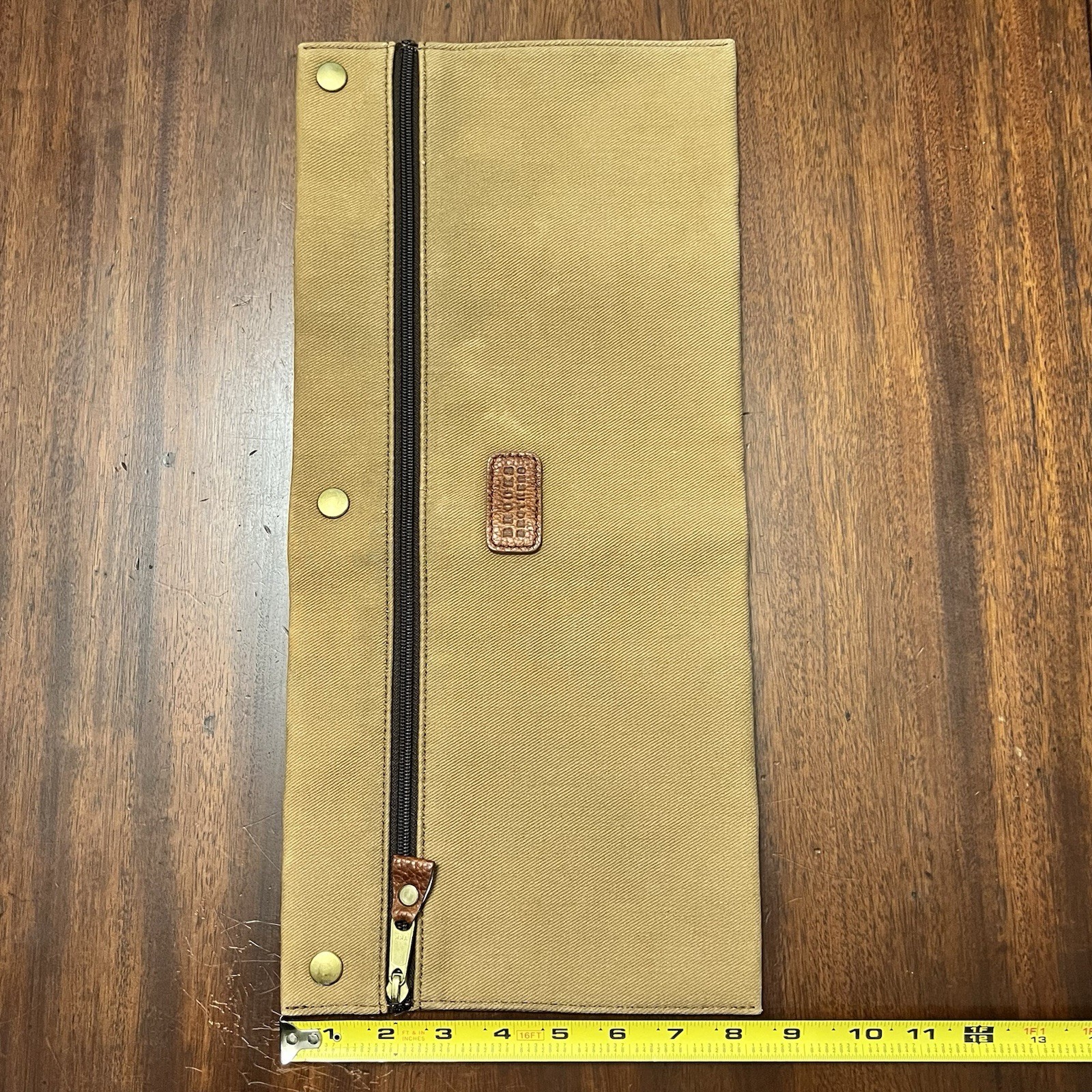 Brooks Brothers Heavy Duty Tan Canvas Pouch with Snap-on Buttons