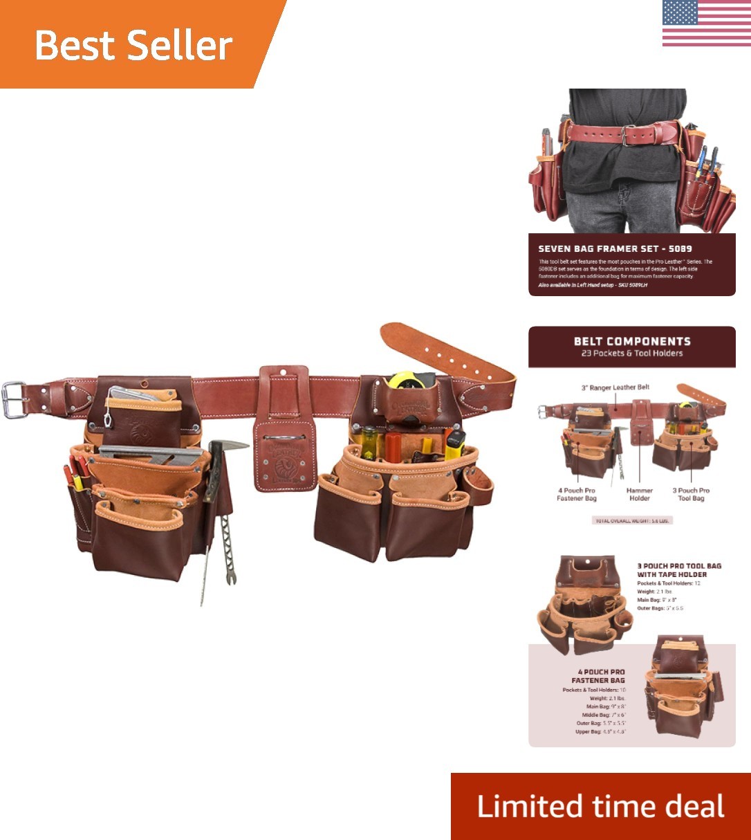 Top-Grain Leather Framer Set – X-Large with 23 Pockets for Professionals