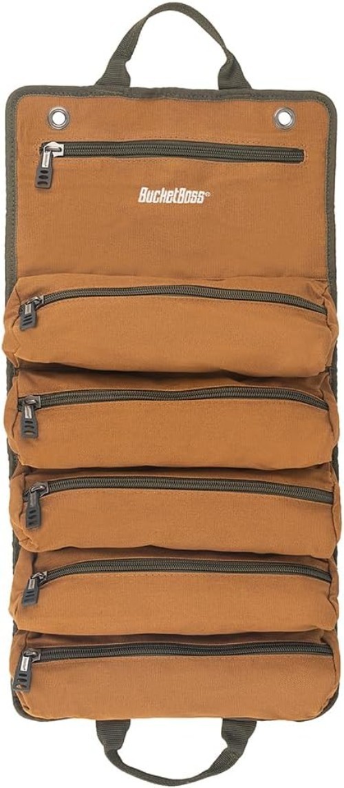 Functional Tool Roll with 6 Zippered Compartments for Organized Tool Transport