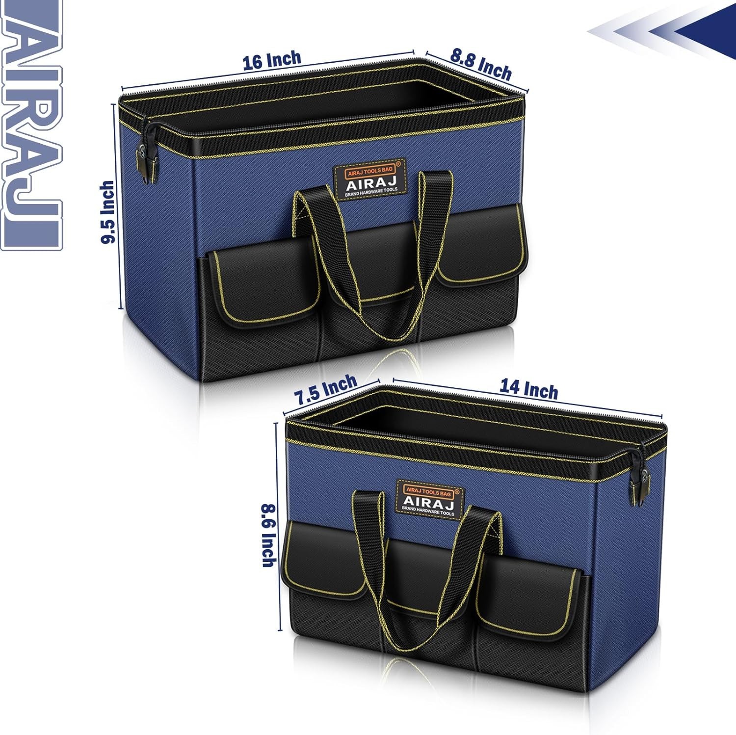 Tool Bag 2-Pack Set | 14″ & 16″ Portable Tool Bag | Wide Mouth Tool Bags for …