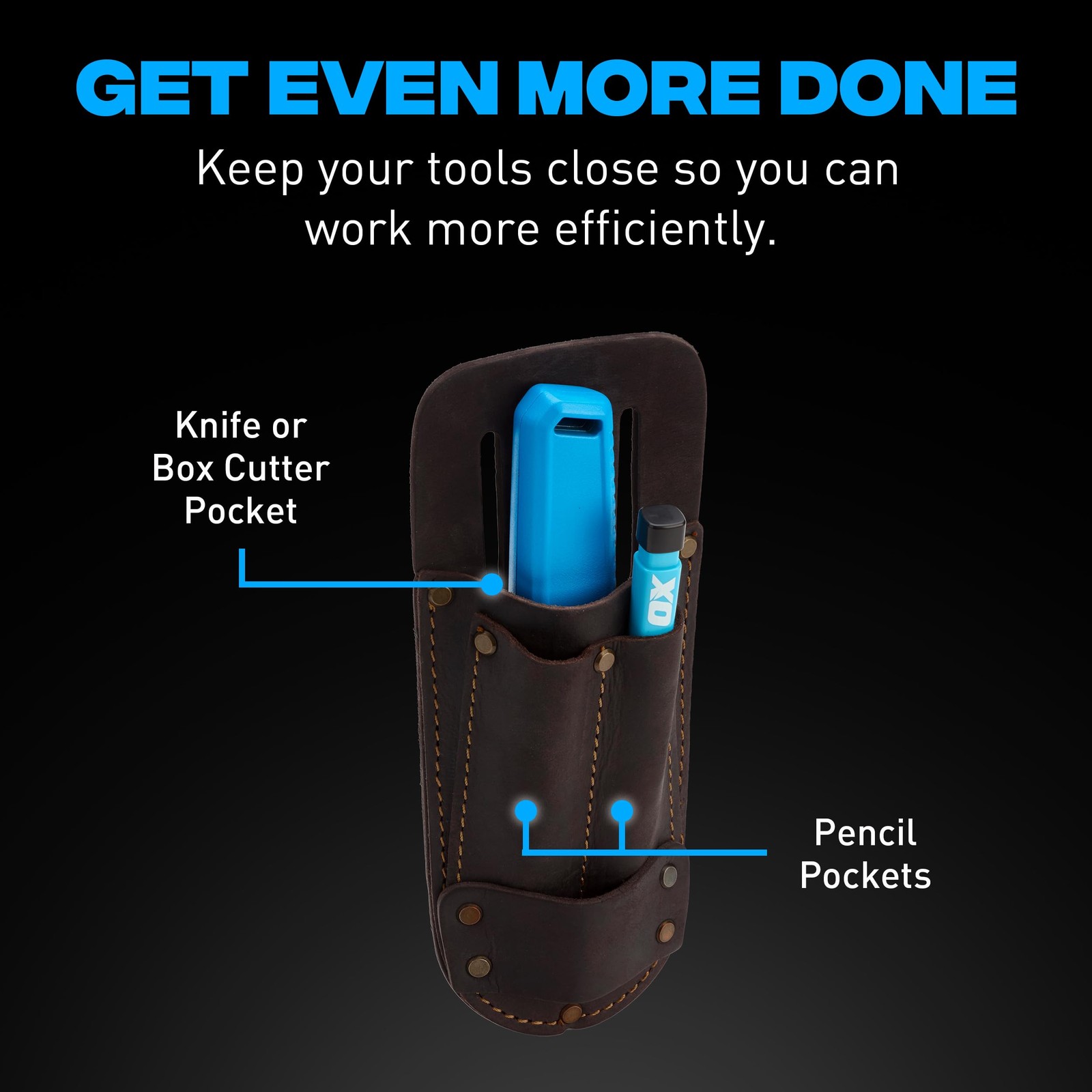 Leather Utility Knife Pouch Heavy Duty Tool Belt Holder Box Cutter Fits 2 Inch