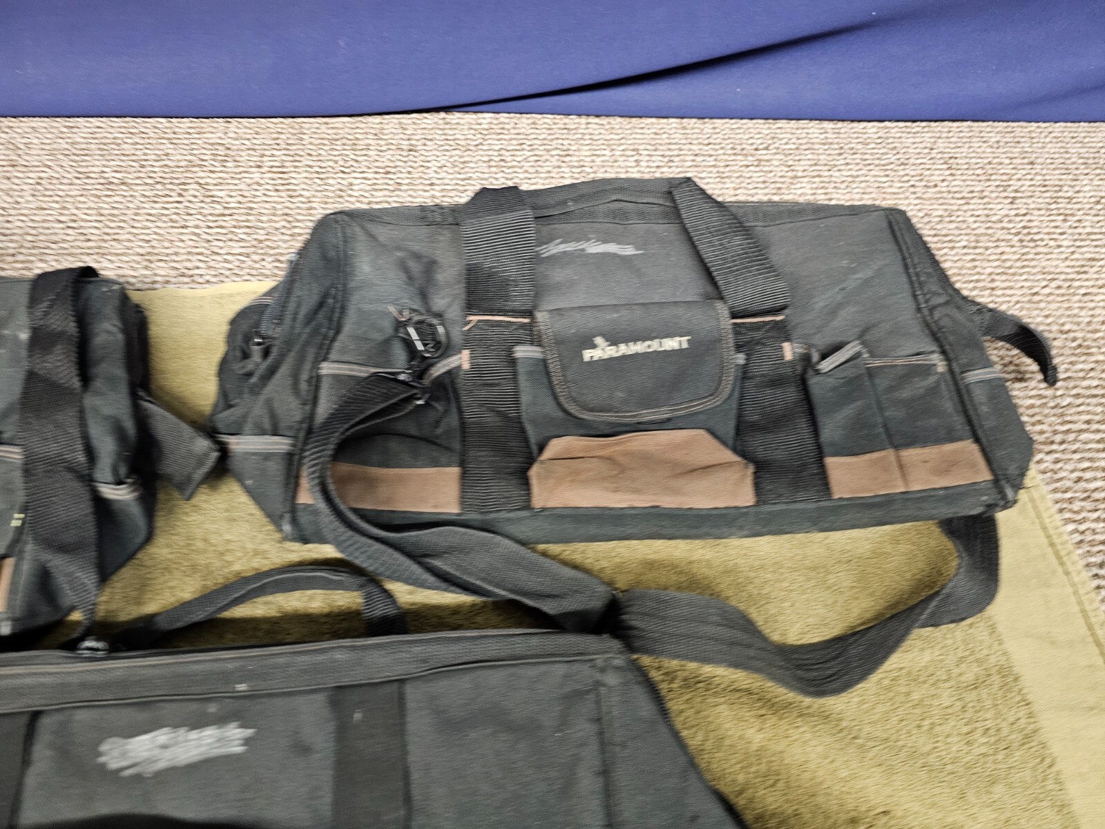 3 Paramount Military Mechanics Canvas Tool Bags Large Zipper Bag Black