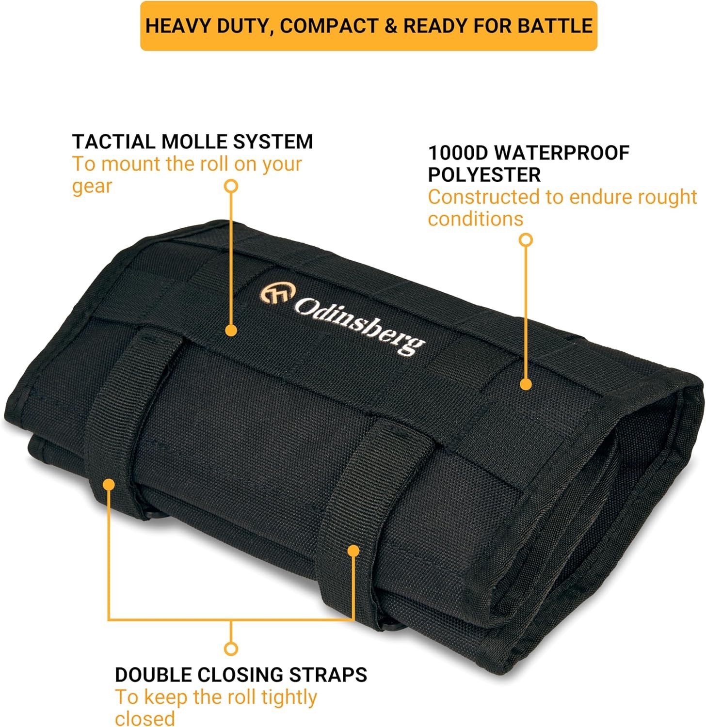 ODINSBERG Motorcycle Tool Roll Bag Tools NOT Included – 14cm x 24cm, Black