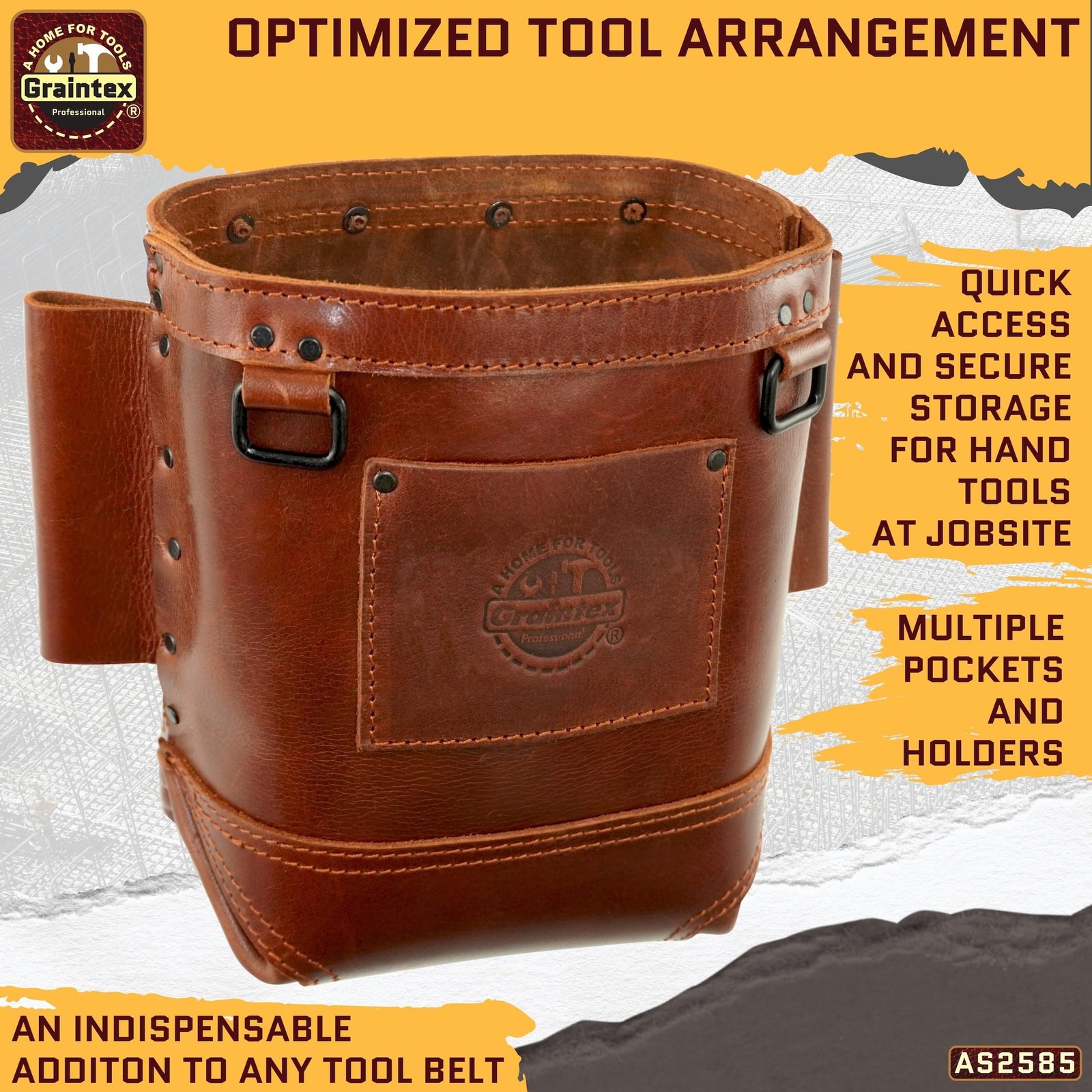 Graintex Chestnut Brown Utility Holster Pouch Durable Tool Organizer Bag