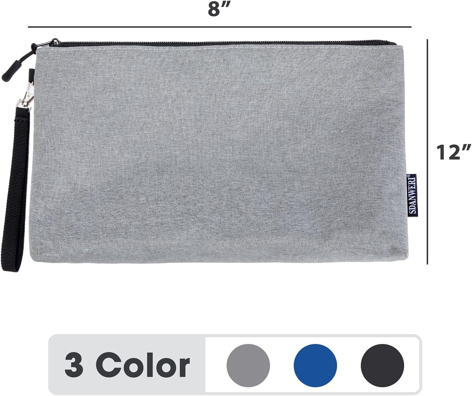 12 Inch Gray Tool Pouch Bag, Travel Organizer, Heavy Duty Polyester Grab Handle