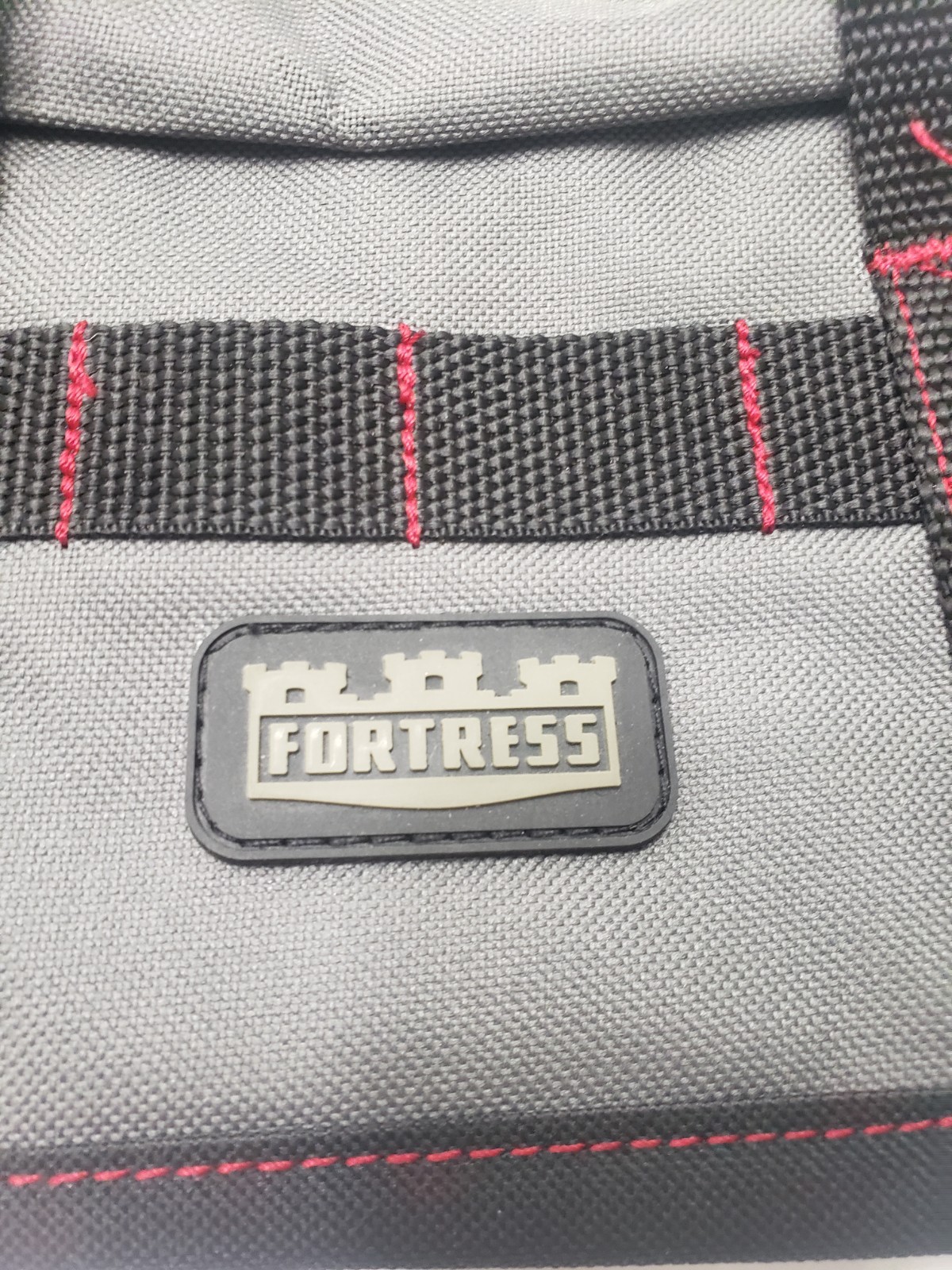 Fortress 12” Black & Grey W/Red Stitching Accents Tool Carrying Tool Bag NWT