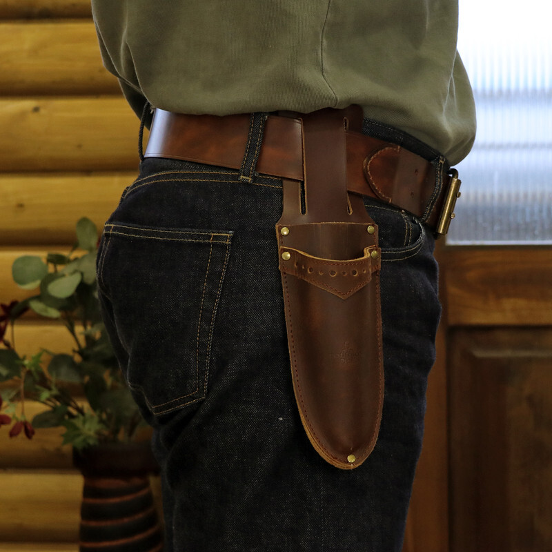 TOURBON Leather Garden Shear Sheath Belt 2 Pocket Pruning Scissors Holster