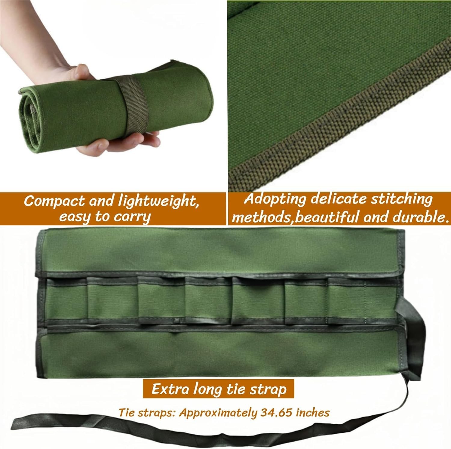 BLIRITEL Garden Roll Up Tool Bag, Canvas Bonsai Tools with 8 Green