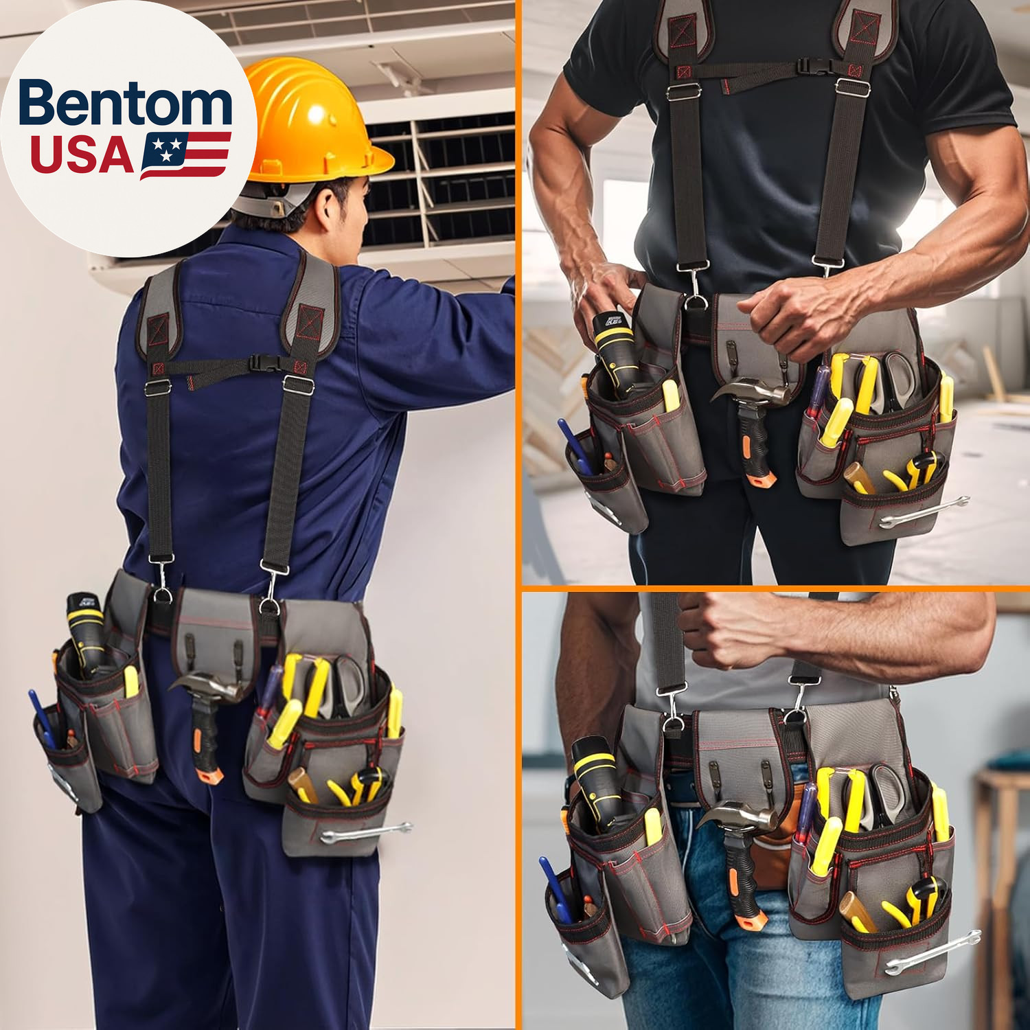 Tool Belt with Suspenders, Professional Tool Belt for Men, Magnetic Tool Belts w