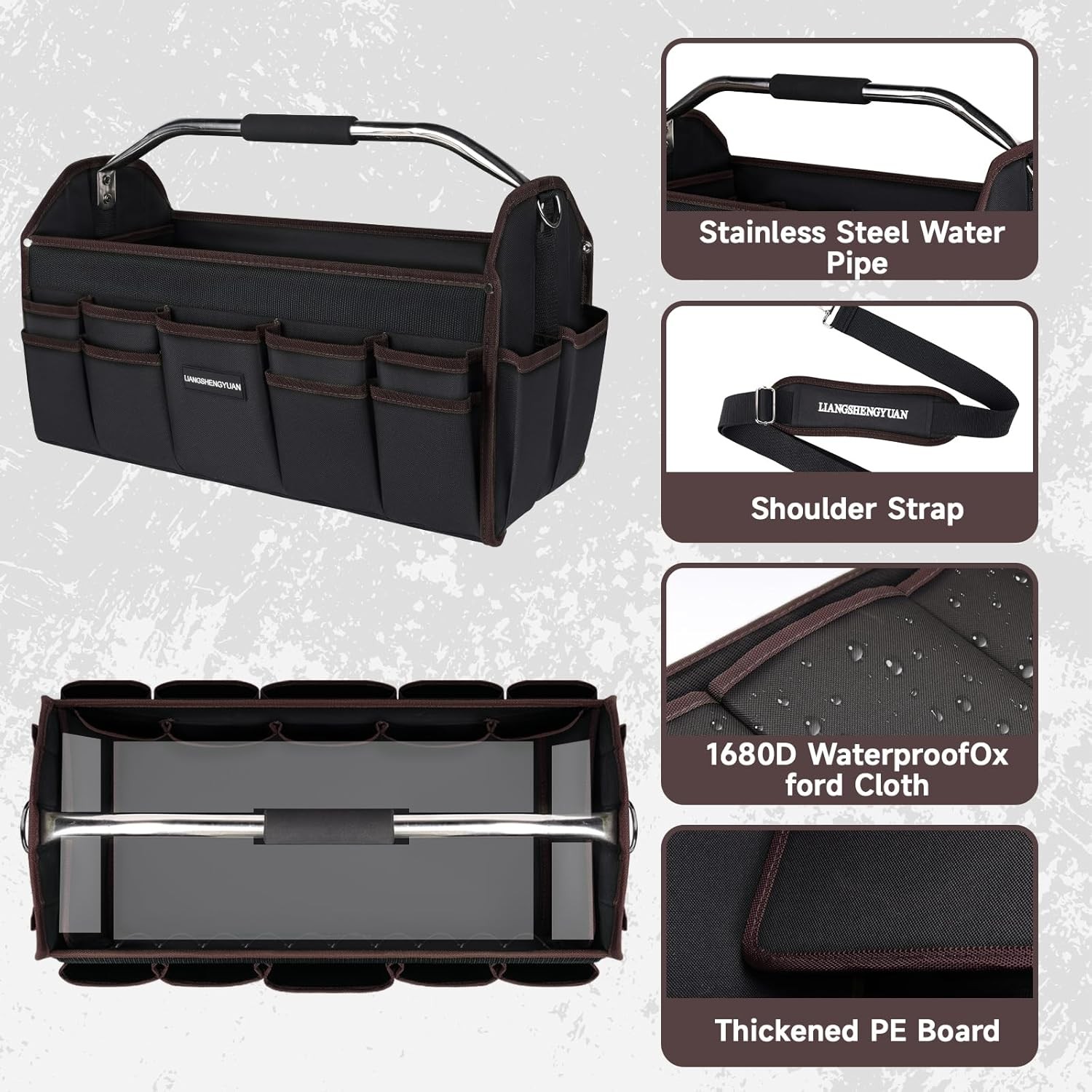 20 In Tool Carrier, Open Top Tool Tote 30 Pockets, Waterproof Tool Bag For Me…