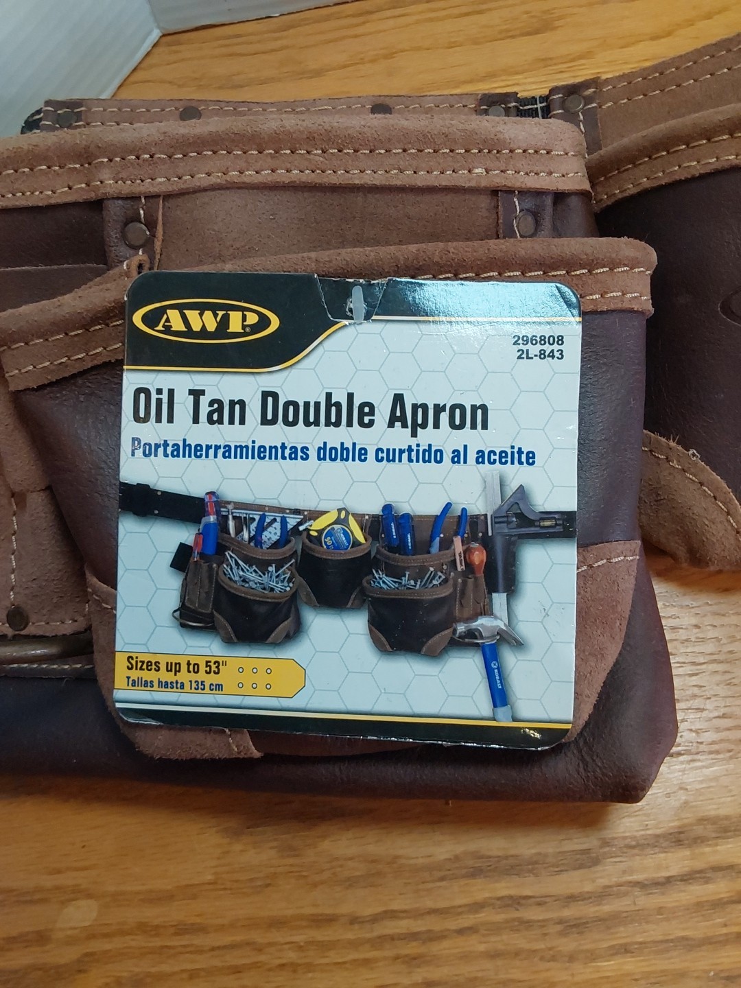 AWP Oil Tan Leather Double Apron Tool Belt 296808 2L-843 New with tags NWT