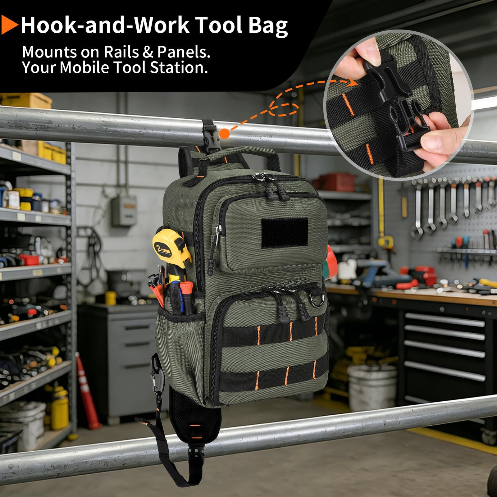 Compact 8L Chest Tool Bag for Electricians & HVAC Technicians – Small 3-Point…