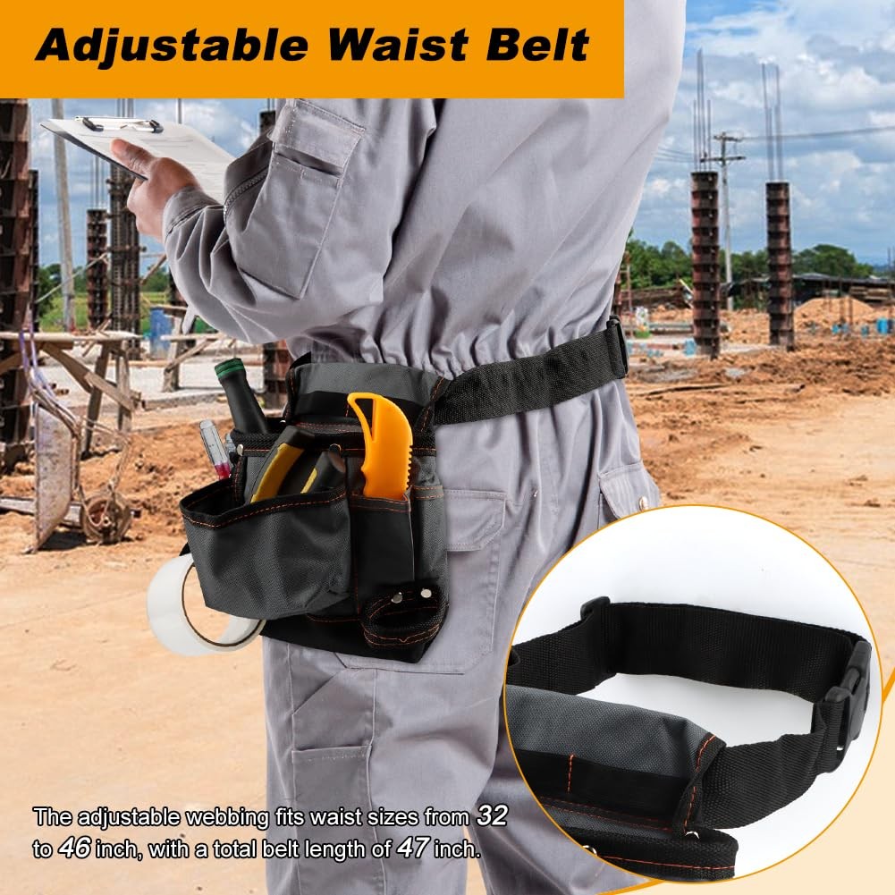 8 Pockets Tool Pouch Utility Organizer Waist Bag Belt Clip Hardware Apron
