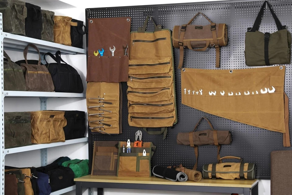 Tool Bag, 13-inch Heavy Duty 16oz Waxed Canvas Wide Mouth Water-Resistant Too