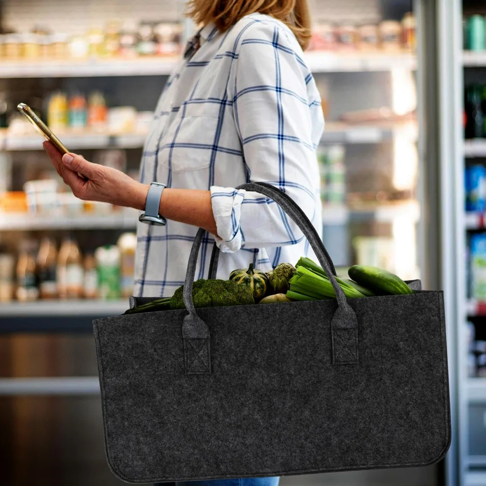 Unisex Firewood Carrier Log Tote Bag Indoor Wood Storage Rack Basket Holder