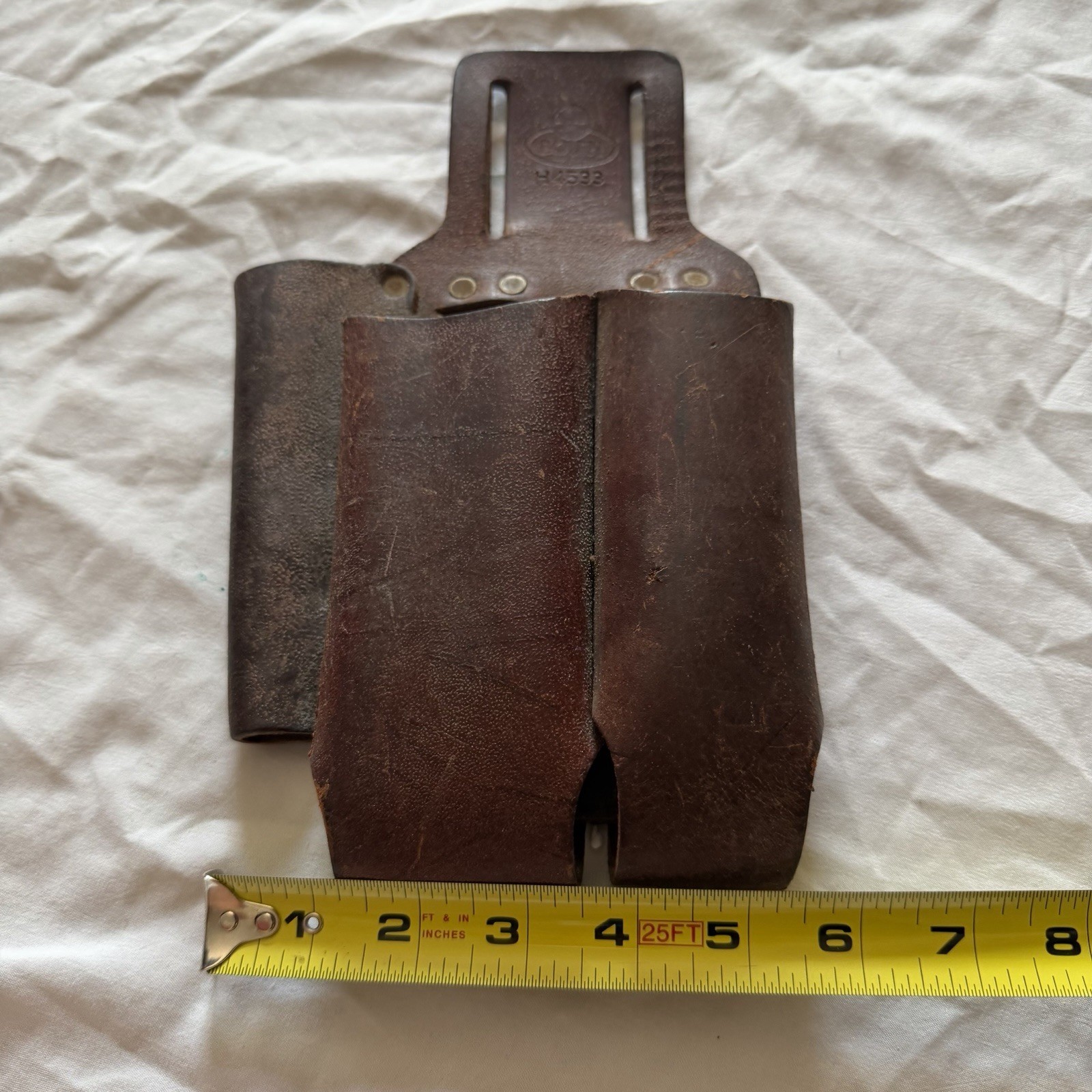 Vintage Brown Leather Double Pouch Duty Belt Holder Police Gear