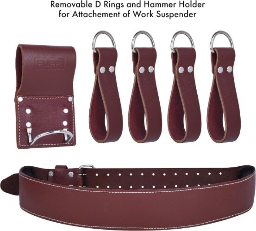 FUERI Leather Tool Belt 17 Pocket Pouches Bags Men Suspenders Holder Organizer