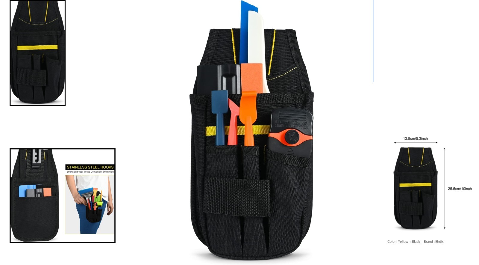 Black Tool Organizer Pouch – Durable, Heavy-Duty with Slip Closure Design
