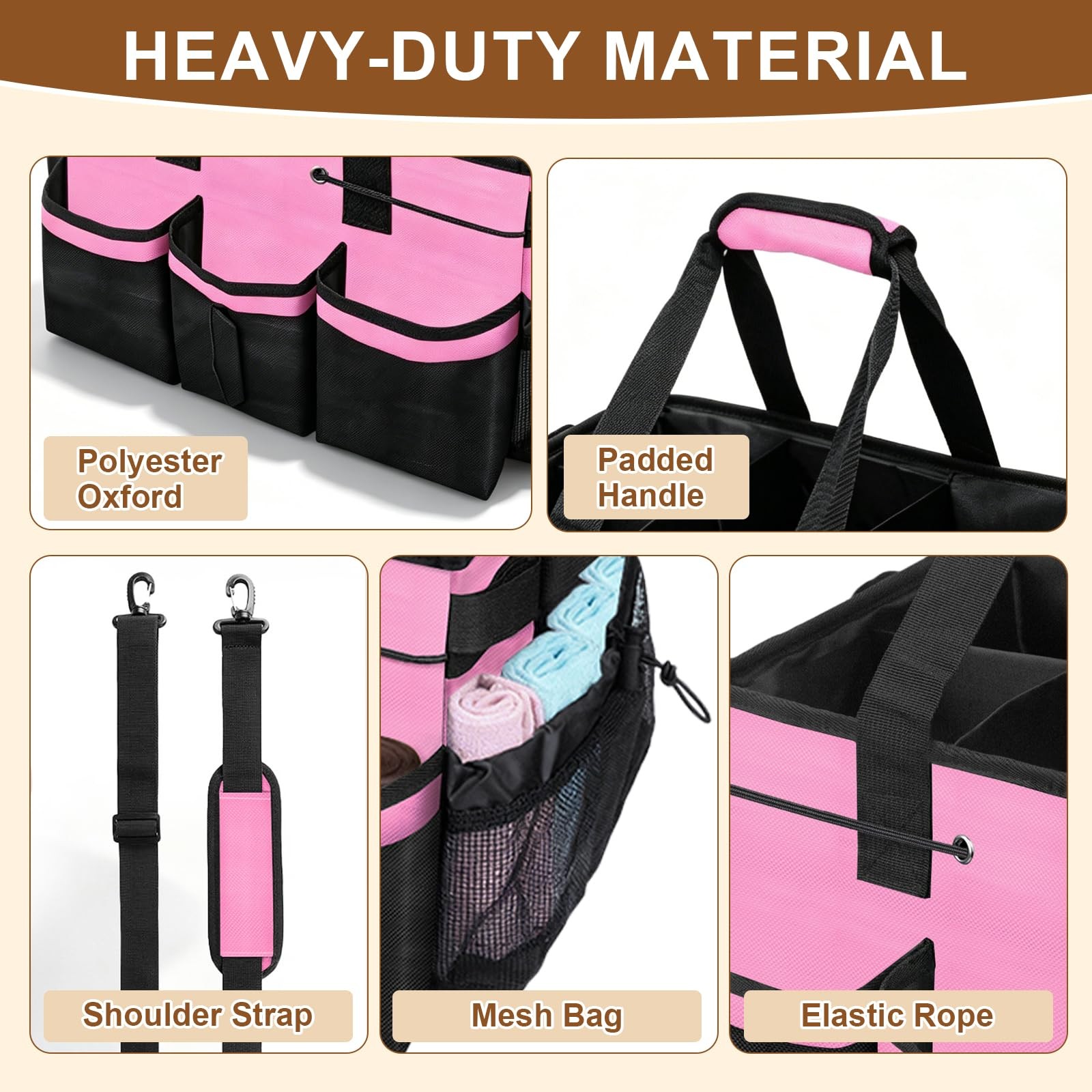Large Cleaning Caddy Bag – 15″ x 10.5″ x 9″ Heavy-Duty Organizer Tote for Hou…