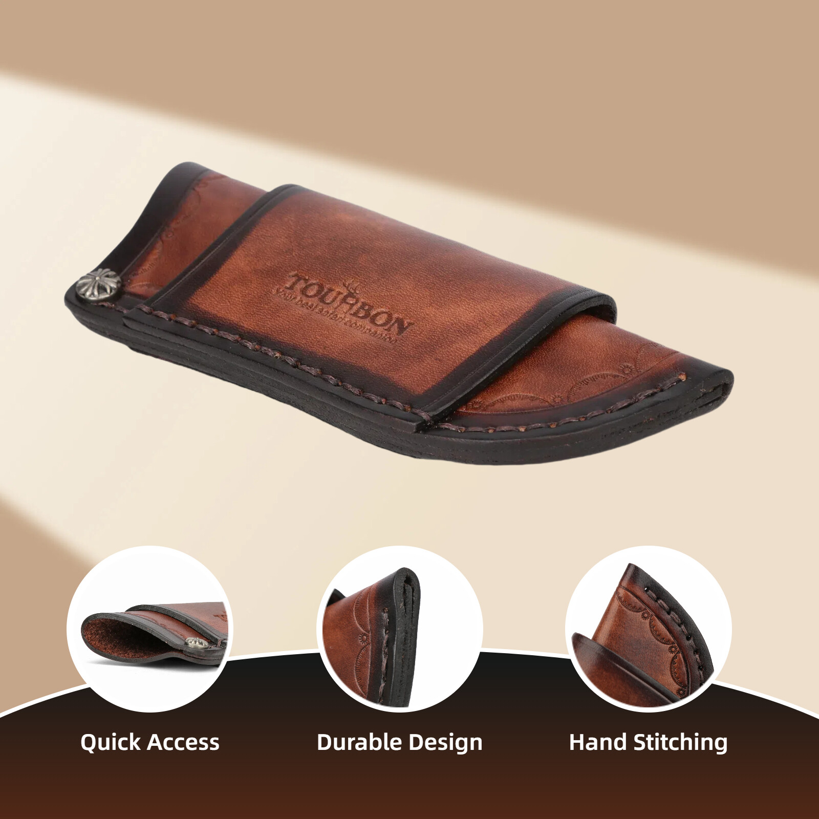 Leather Knife Sheath Fixed Blade Case Belt Pouch Fit 4″ TRAPPER Knives