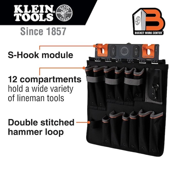 Klein Tools Bc502s Tool Apron Storage Module, S-Hook, Gray/Black/Orange,