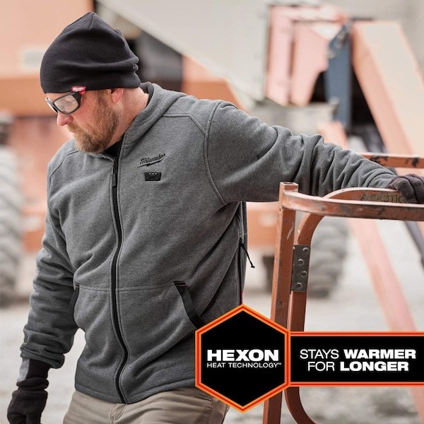 Milwaukee Tool M200n-203X Men’s Heated Hoodie, Up To 8 Hours Time, Zipper