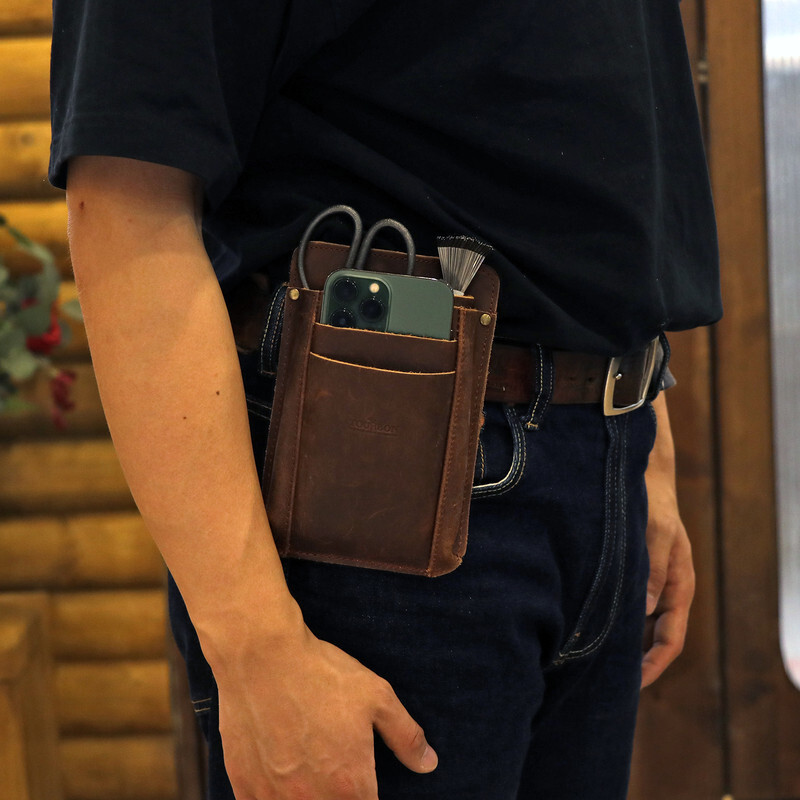 TOURBON Garden Tools Organizer Belt Pouch Women Leather Shoulder Bag for Gift