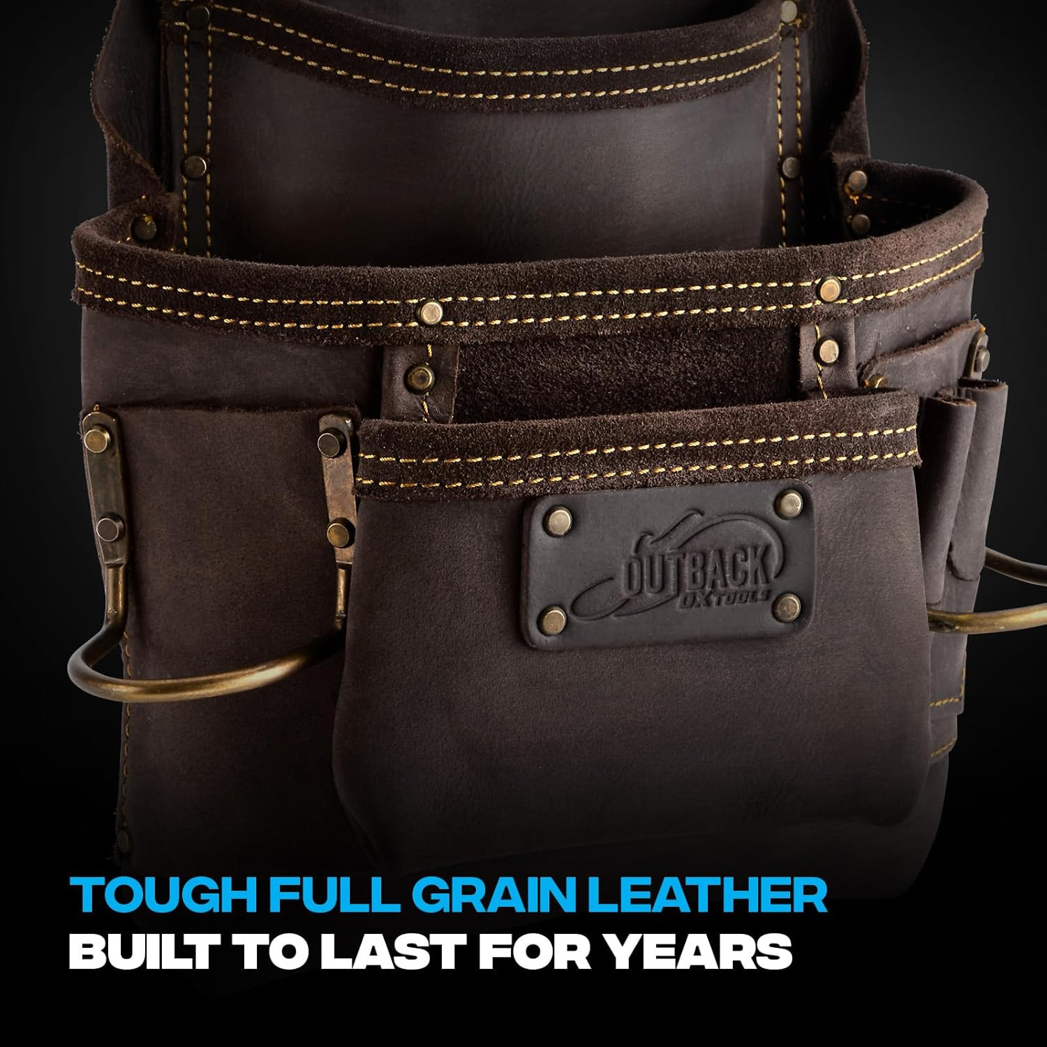 Premium Oil-Tanned Leather Carpenter Tool Belt with Padded Suspenders