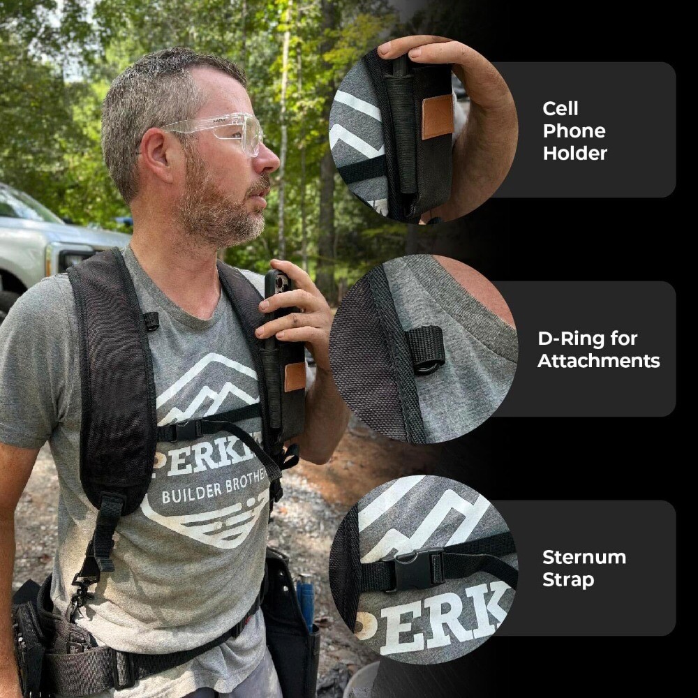 Perkins Builder Brothers Essential Tool Belt Set With Suspenders, Medium