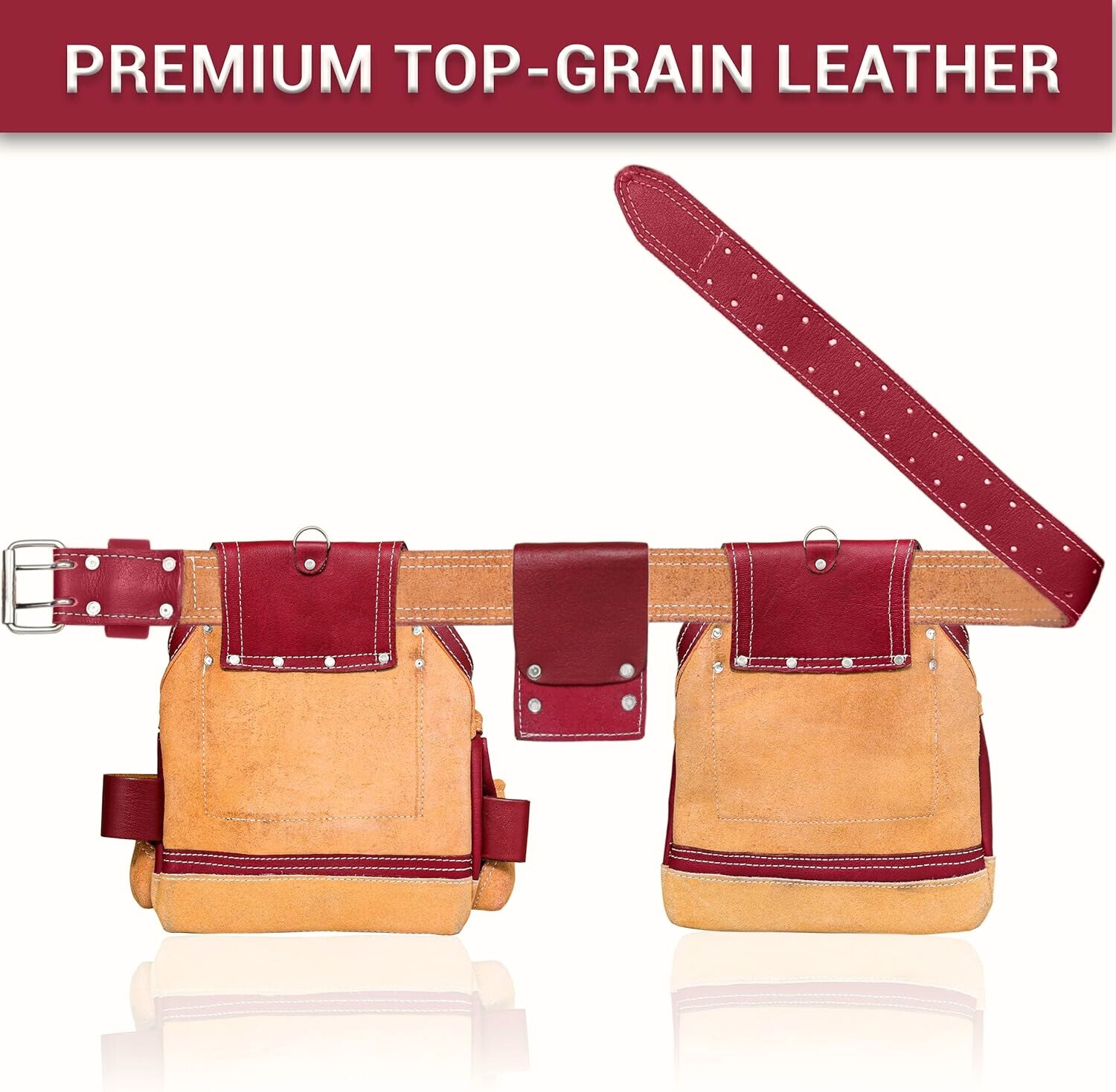 Leather Tool Belt Carpenter Electrician Construction Framer Pouch 16 Pocket Bag
