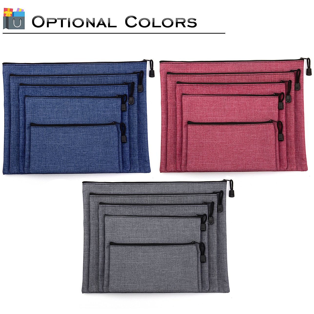 5 Pack Canvas Zipper Tool Bag Set – 5 Sizes B4 A4 B5 A5 B6, Heavy Duty Waterp…