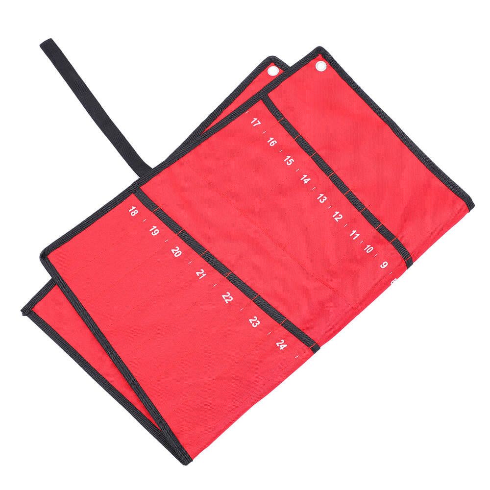 Sae and Metric Wrench Organizer Pouch Wrap Roll Repair Tool Bag