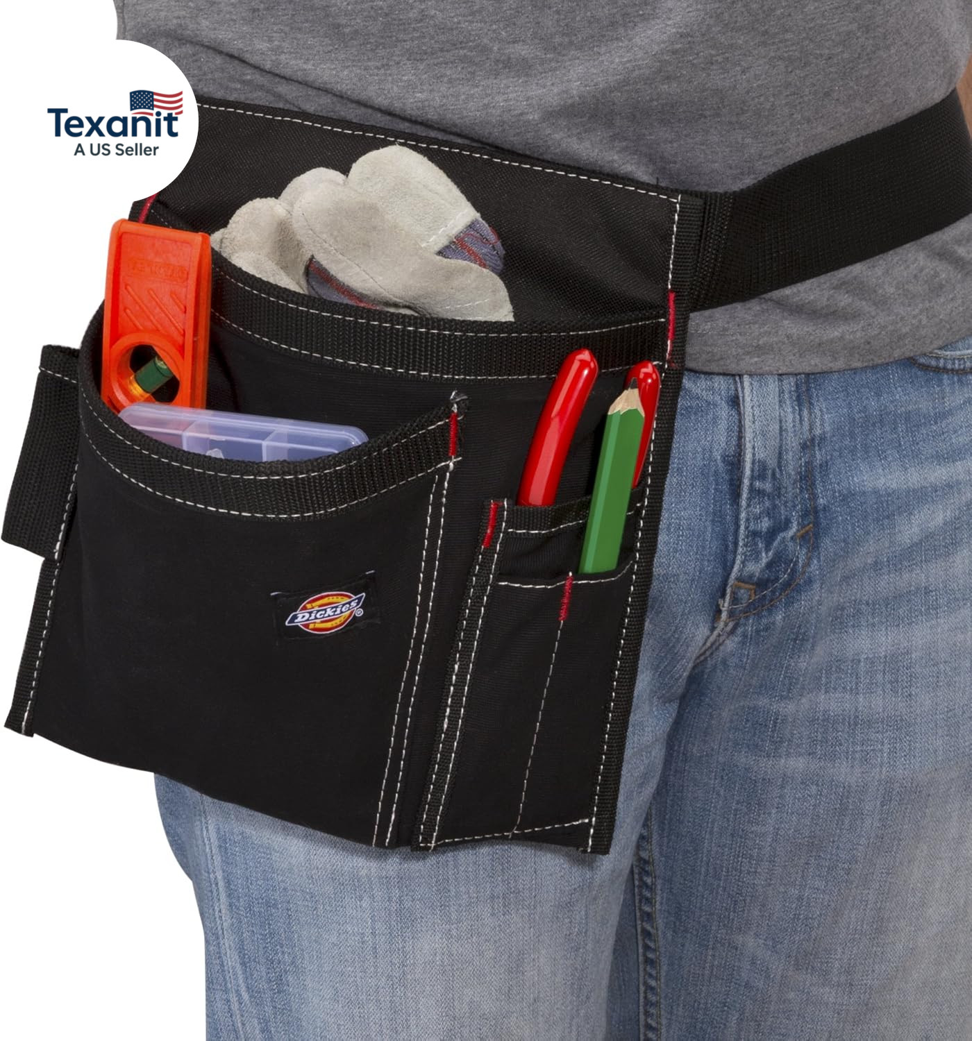 5-Pocket Single Side Tool Belt Pouch/Work Apron, Durable Canvas Construction, Ad