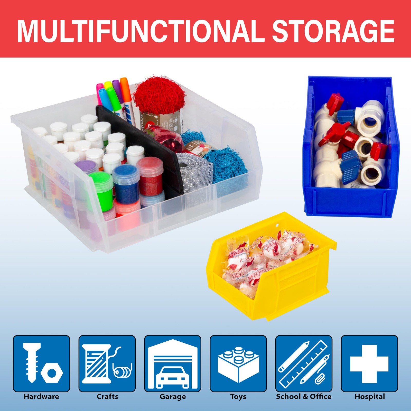 Akro-Mils 30220 AkroBins Plastic Storage Bins, Space-Saving Stackable Bins for