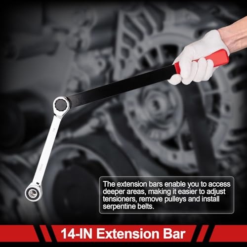 15PCS Serpentine Belt Tool Set, Professional Ratcheting Serpentine Belt