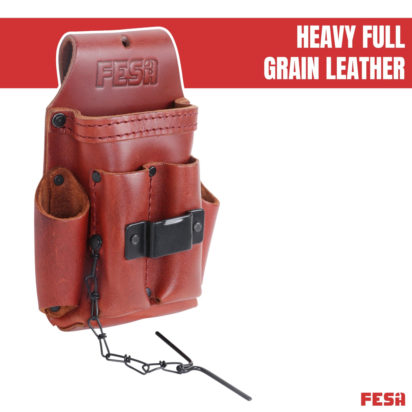 Small Electrician’s Tool Pouch – 7-in-1 Heavy Full Grain Leather Small Tool P…