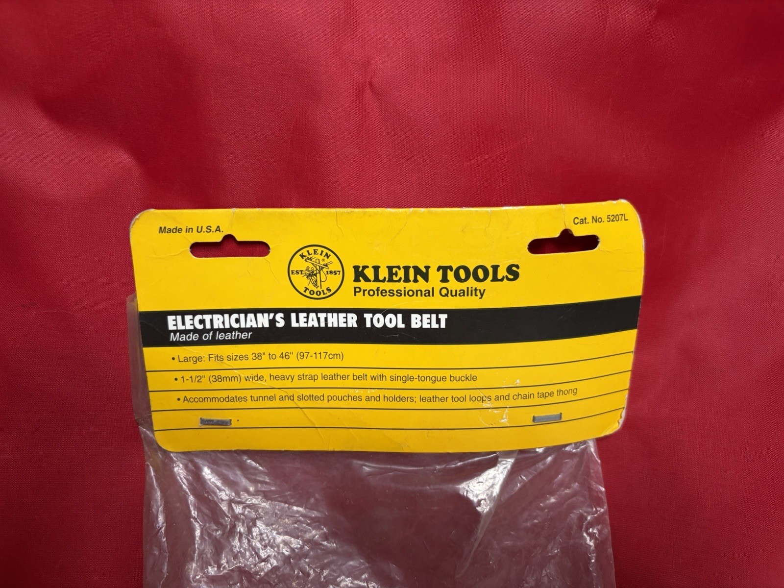 NEW Klein Tools 5207L Electrician’s Leather Tool Belt Size Large 38″ – 46″