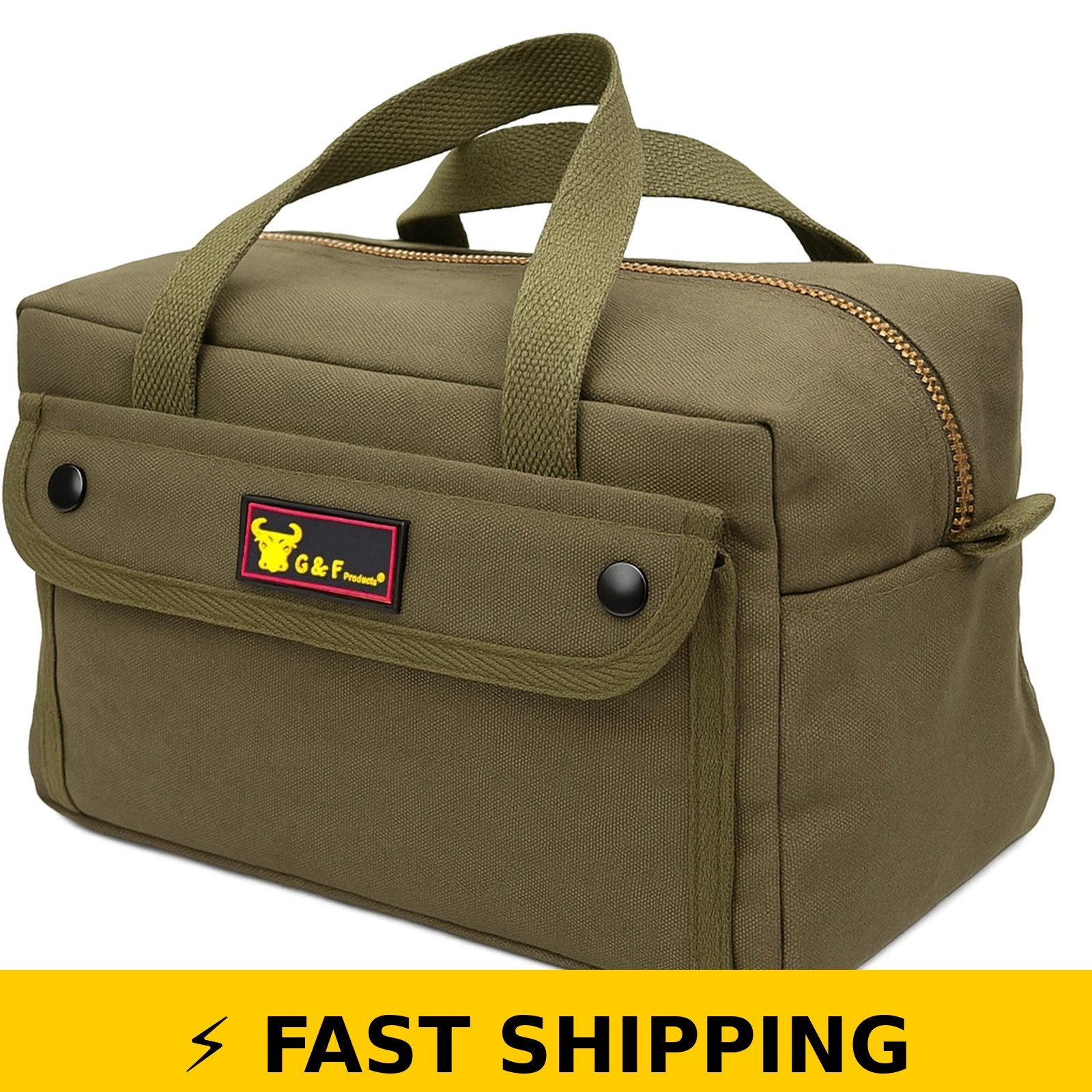 G & F Waxed Canvas Duffle Bag, 11″ Compact Travel Bag, Olive Green