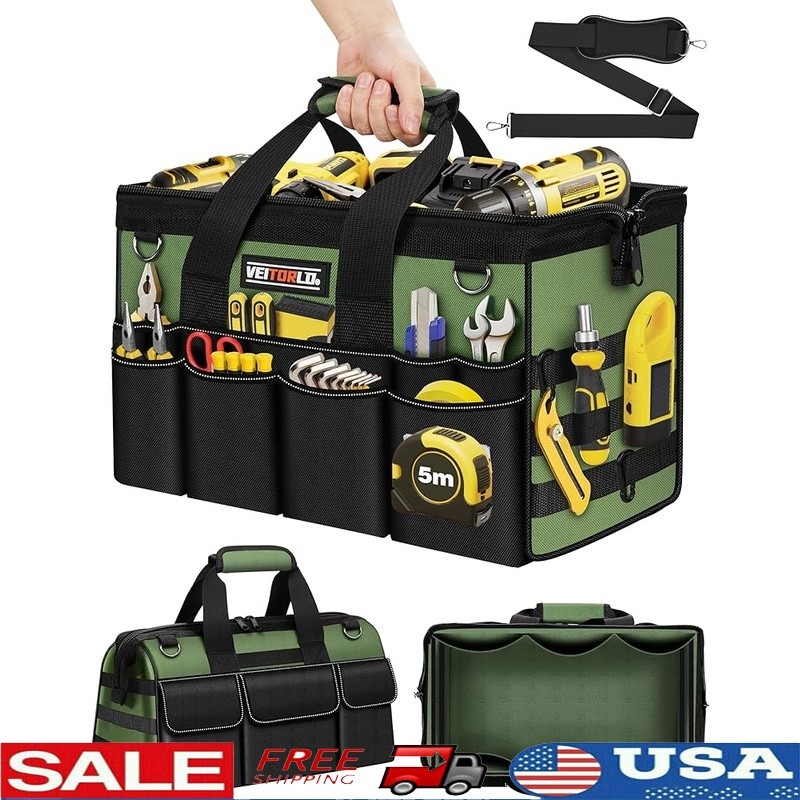 Durable Tool Bag Heavy Duty Organizer W/ Multiple Compartments Professionals New