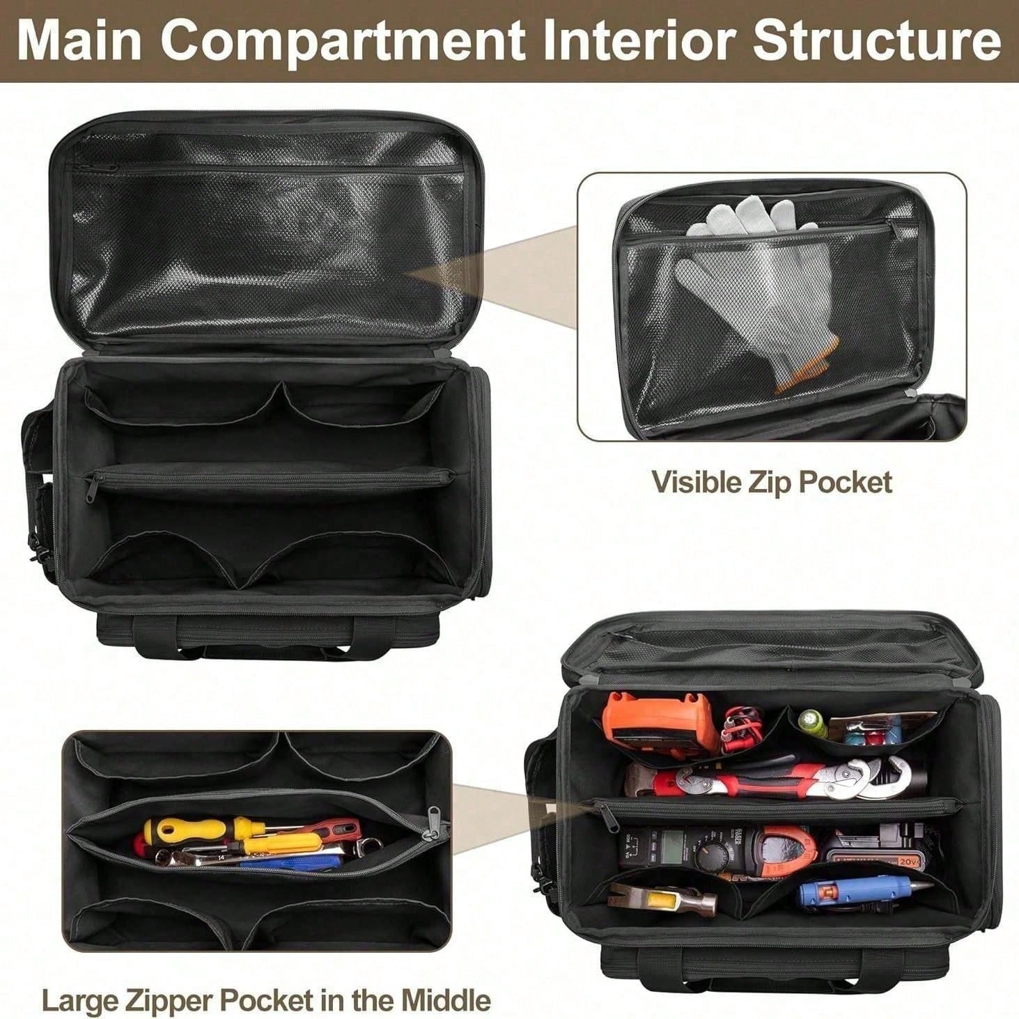 Men’s Handmade Tool Organizer Bag EDC Pouch Mechanic Electrician Tool Bag Black