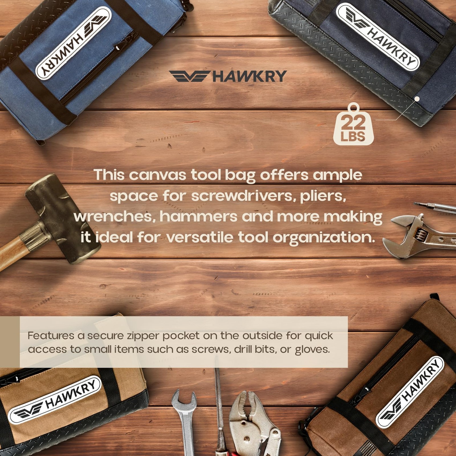 Canvas Tool Pouch Set (4 Pack) – Heavy Duty Tool Organizer Bags with Zipper, …