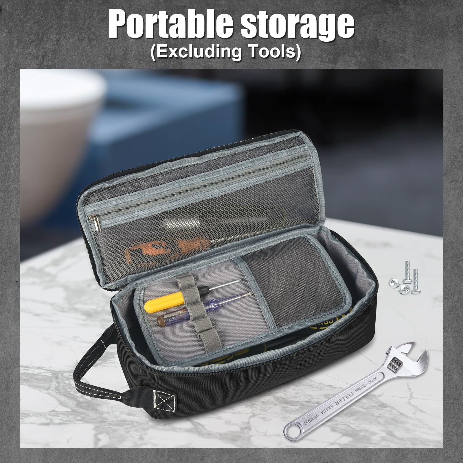 12.6″ Small Tool Bag Pouch for Men with Multiple Pockets, Waterproof Heavy Du…