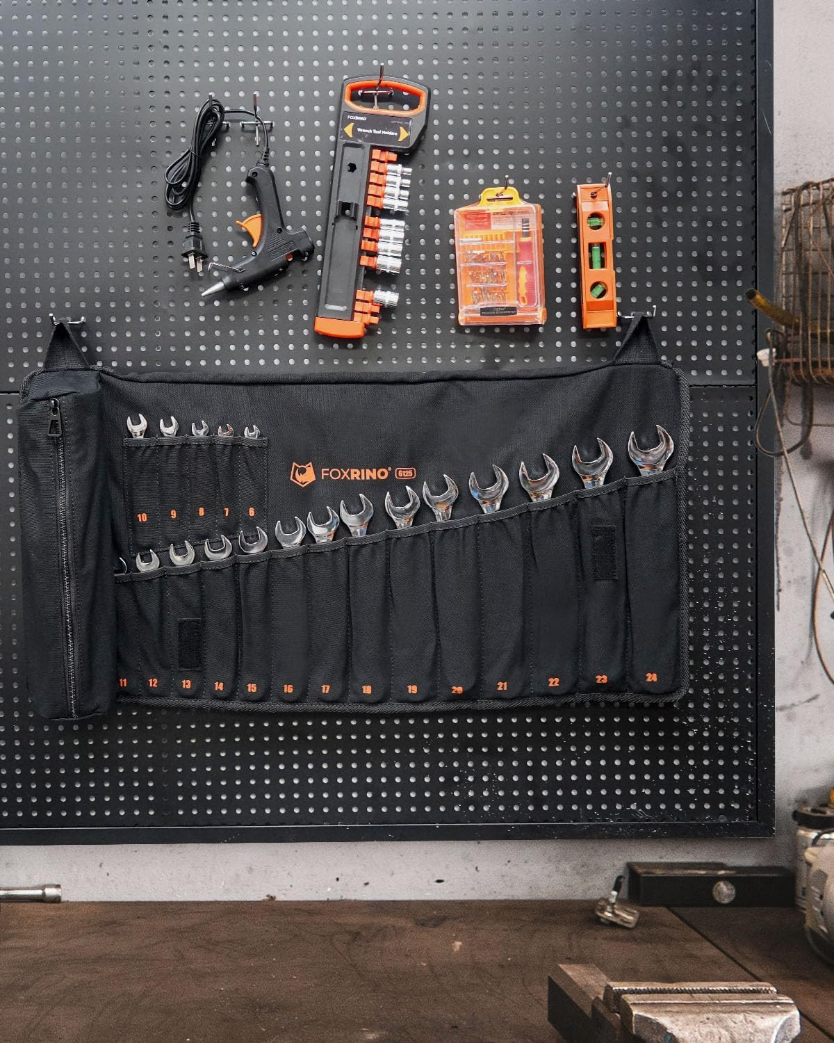 Wrench Roll, Wrench Roll up Pouch, 19-Pocket Heavy Duty Canvas Wrench