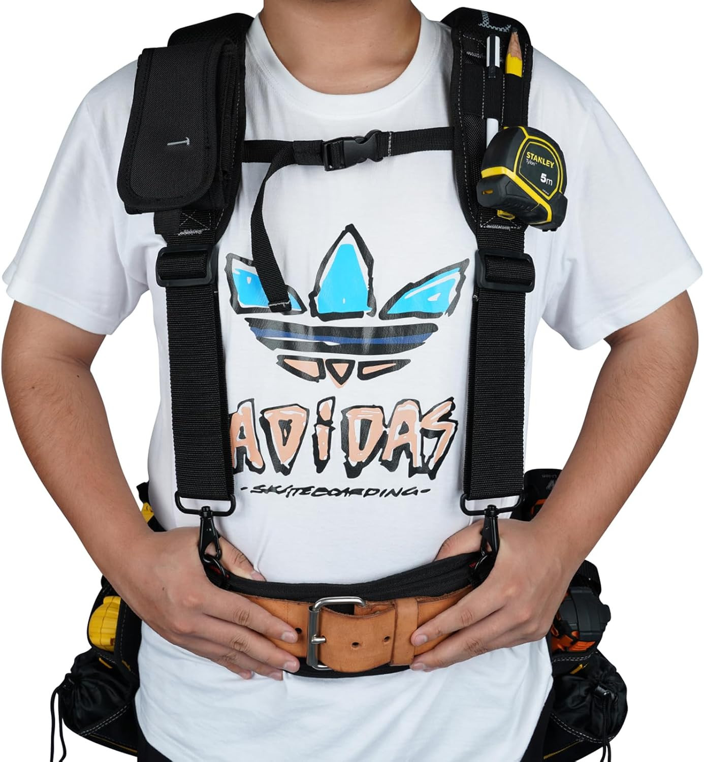 Gel-Padded Tool Belt Suspenders with Phone Holder for Ultimate Comfort